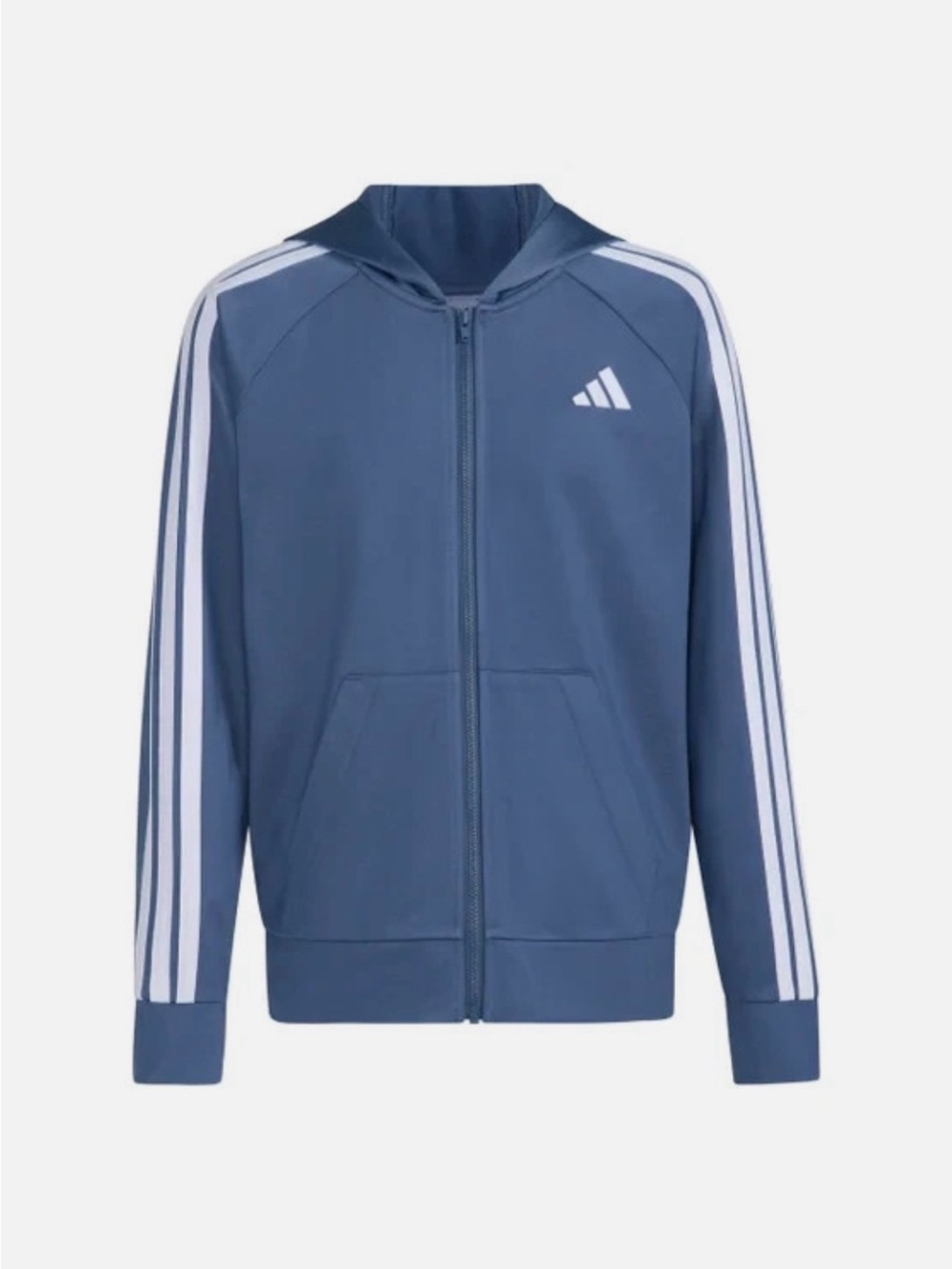adidas Navy Blue Full-Zip Hooded Jacket with White Logo